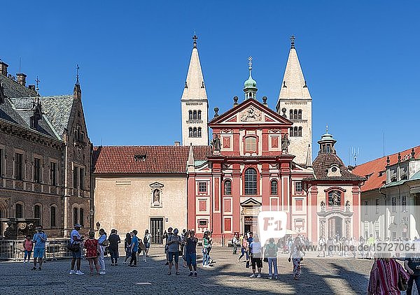 Basilica St. George in Prague Castle  Hradcany  Prague  Bohemia  Czech Republic  Europe