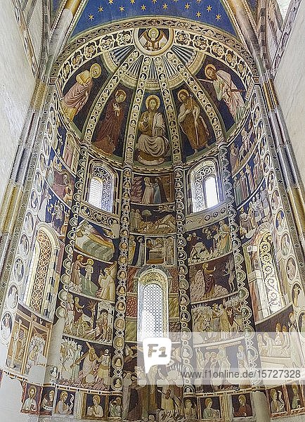 Altarraum mit romanischen Fresken aus dem 14. Jahrhundert  Basilika Sant Abbondio  Como  Provinz Como  Italien  Europa
