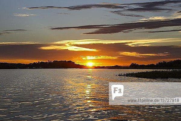 Flusslandschaft  Sonnenuntergang über dem Amazonas  Brasilien  Südamerika