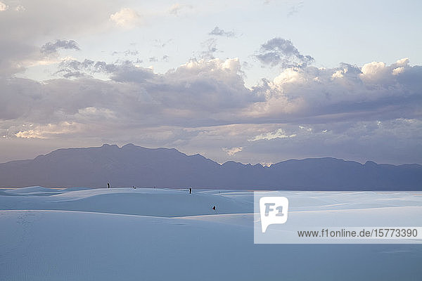 Menschen spielen auf den Dünen im White Sands National Monument; Alamogordo  New Mexico  Vereinigte Staaten von Amerika