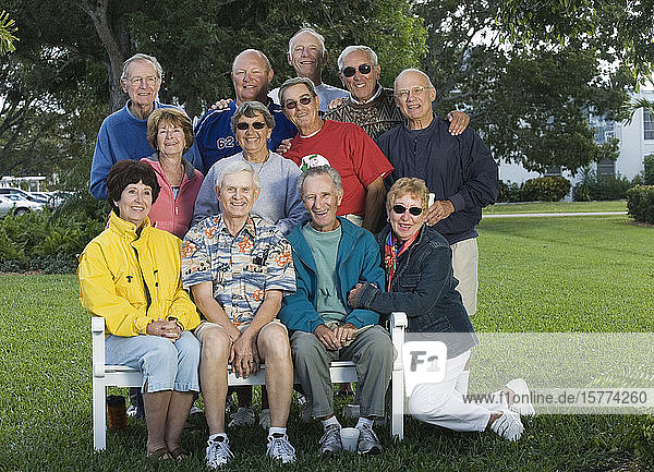 Portrait of a group of senior men and senior women.