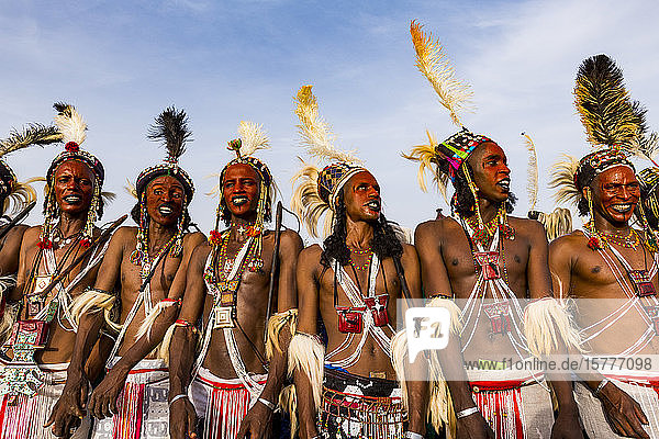 Gerewol festival  courtship ritual competition among the Wodaabe Fula people  Niger  West Africa  Africa