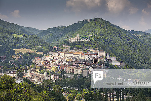 Cityscape by mountain in Cascia Italy