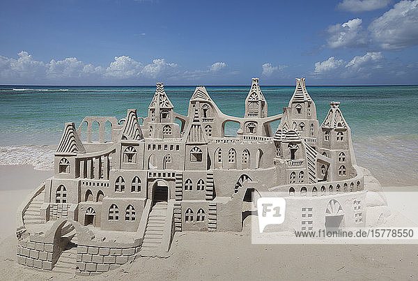 Sand castle on beach
