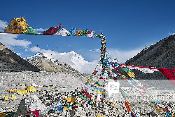 Mantra-Fahnen  Everest-Basislager  Tingri  Xizang  China