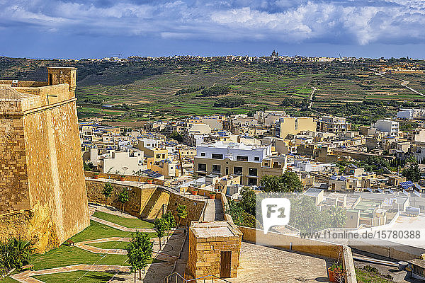 Malta Gozo Victoria Vorort von Rabat von Cittadella aus gesehen