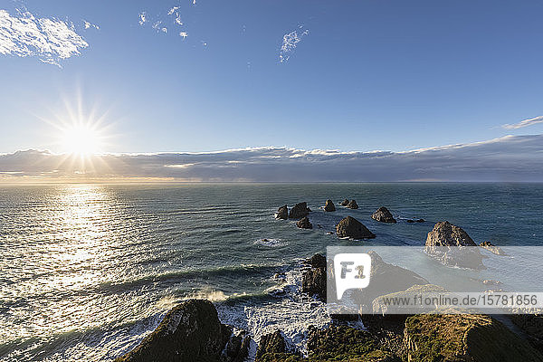 New Zealand  Oceania  South Island  Southland  Otago  Southern Scenic Road  Cape Nugget Point  Rocks in sea at sunrise