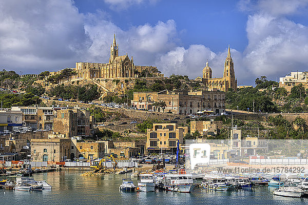Malta Insel Gozo Stadt und Hafen von Mgarr