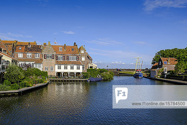 Netherlands  North Holland  Enkhuizen  City canal in summer