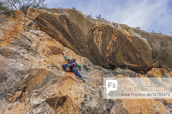 Man climbing at rock face