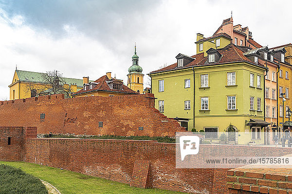 Remains of historic defence wall from the fortification of the old town  Stare Miasto  Warsaw  Poland