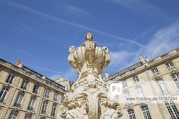 France Gironde Bordeaux Low angle view of ornate Parliament Fountain