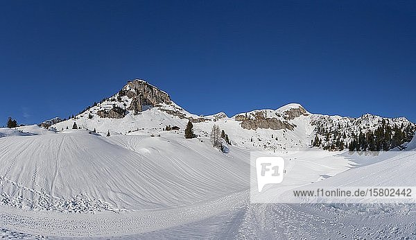 Gschöllkopf  Winterwanderweg im Skigebiet Rofan  Rofan  Maurach am Achensee  Tirol  Österreich  Europa