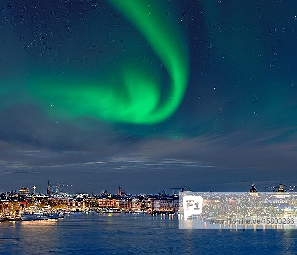 Northern lights over Stockholm Sweden Europe