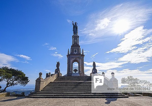 Cristo Rei Monument Christ the King statue Santuari de Sant Salvador at Puig de Sant Salvador near Felanitx Migjorn region Majorca Balearic Islands Spain Europe