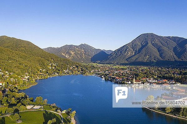 Lake Tegernsee  Egerner Bucht and Rottach-Egern  Wallberg  drone shot  Upper Bavaria  Bavaria  Germany  Europe