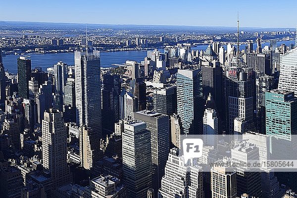 Blick vom Empire State Building nach Nordwesten  Manhattan  New York City  New York State  USA  Nordamerika