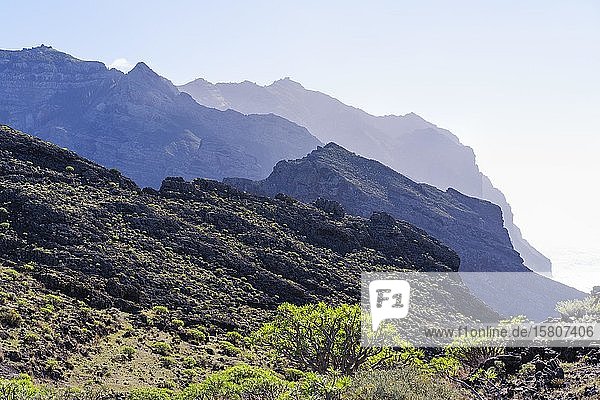 Mountain landscape near Taguluche  La Gomera  Canary Islands  Spain  Europe