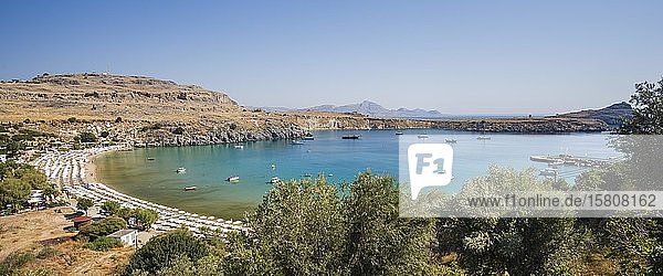 Vliha-Bucht und Strand von Lindos  Lindos  Rhodos  Griechenland  Europa