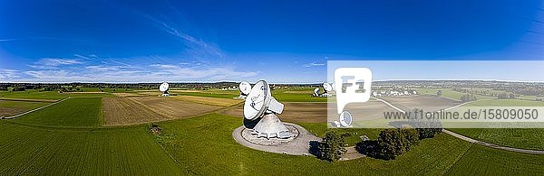 Large parabolic antennas of the Raisting earth station  Bavaria  Germany  Europe