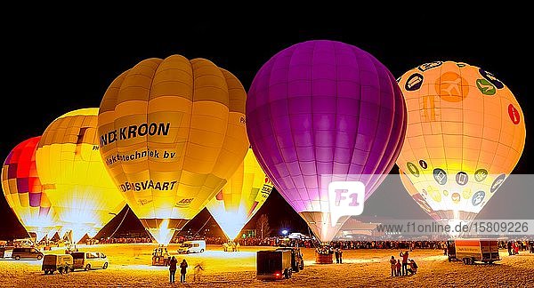 Balloon Glow  Balloon Festival  Inzell  County Traunstein  Upper Bavaria  Bavaria  Germany  Europe