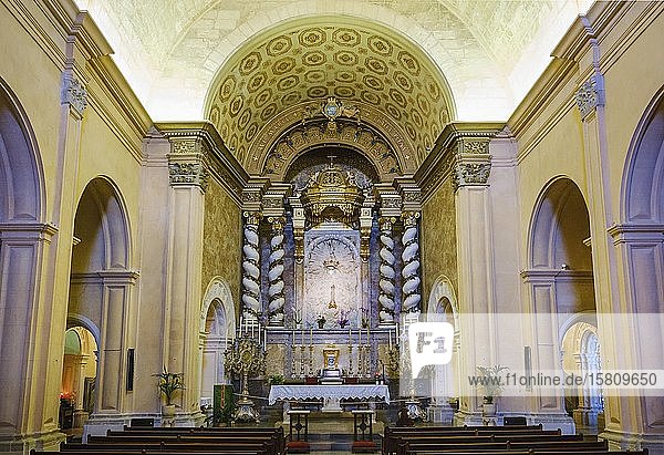 Altar der Klosterkirche  Kloster Santuari de Sant Salvador auf dem Puig de Sant Salvador  bei Felanitx  Region Migjorn  Mallorca  Balearen  Spanien  Europa
