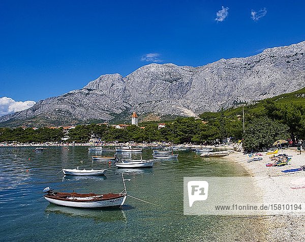 Strand  Promajna  Biokovo-Gebirge  Makarska Riviera  Dalmatien  Kroatische Adriaküste  Kroatien  Europa