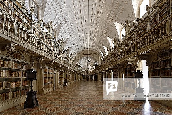 Bibliothek mit historischen Büchern  Palacio Nacional de Mafra  Mafra  Portugal  Europa
