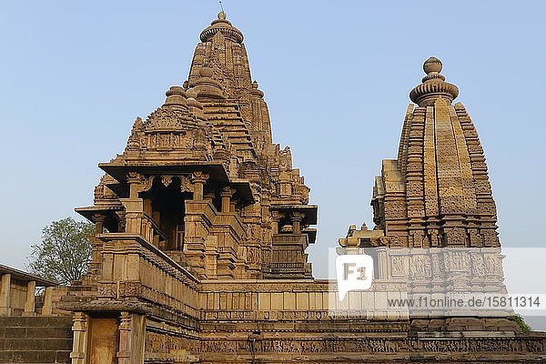 Lakshmana-Tempel  Khajuraho-Gruppe von Denkmälern  Madhya Pradesh-Staat  Indien  Asien