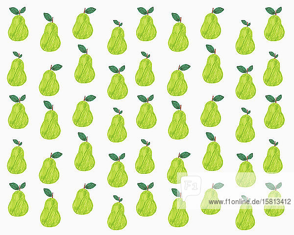 Illustration von grünen Birnen auf weißem Hintergrund