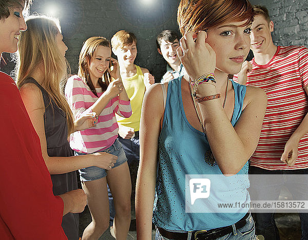 Teenagers dancing at party
