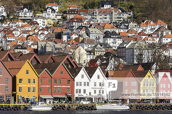 Bryggen  Altstadt am Wasser  UNESCO-Weltkulturerbe  Bergen  Norwegen  Skandinavien  Euruope