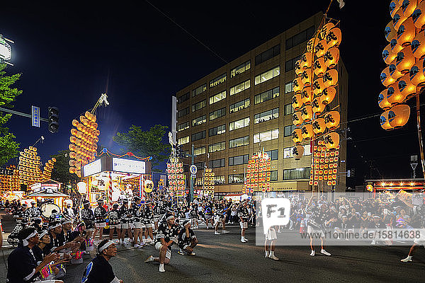 Akita Kanto lantern festival  Akita Prefecture  Tohoku  Honshu  Japan  Asia