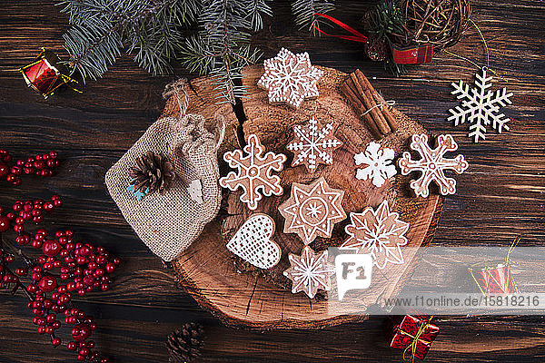 Snowflake shaped Christmas ginger bread