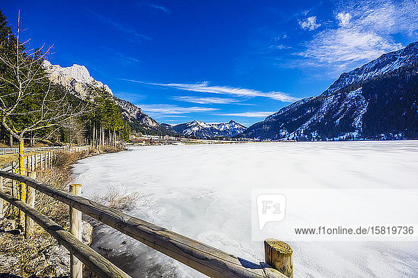 Österreich  Tirol  Ufer des gefrorenen Haldensees