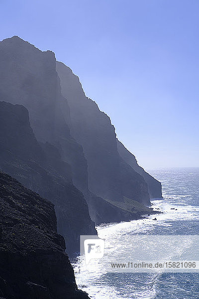 Spain  Santa Cruz de Tenerife  Taguluche  Tall coastal cliffs of La Gomera island