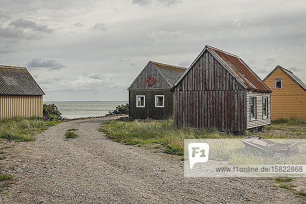 Dänemark  Hvide Sande  Hütten eines Fischerdorfes an der Küste