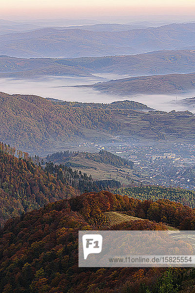 Ukraine  Zakarpattia region  Carpathians  Borzhava  Carpathian MountainsÂ at sunset