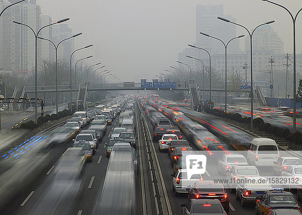 Draufsicht auf die zweite Ringstraße in Peking