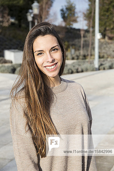 Portrait of happy young woman in Boadilla del Monte  Spain