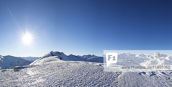 Snowy mountains in the Pyrenees in Tena Valley in Spanish Pyrenees.