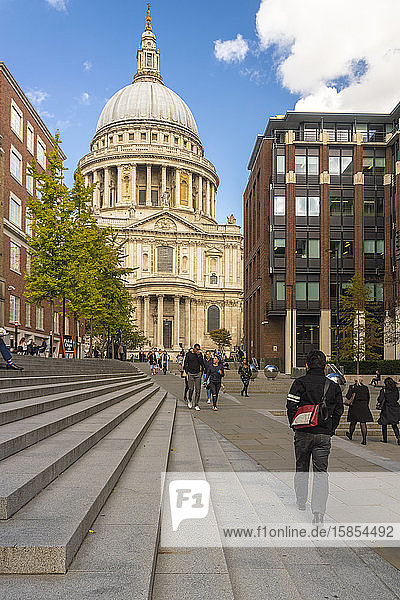 St Paul's cathedral at the city of London with people