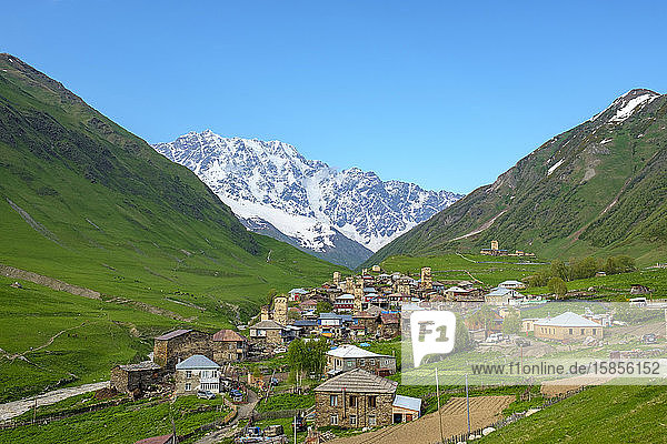 Dörfer Chvibiani und Zhibiani  Ushguli  Region Samegrelo-Zemo Svaneti  Georgien