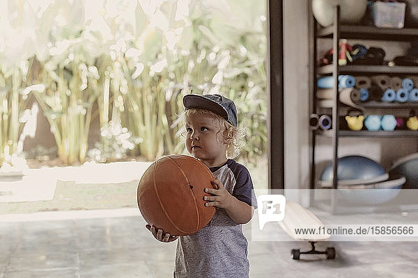 Boy playing basketball