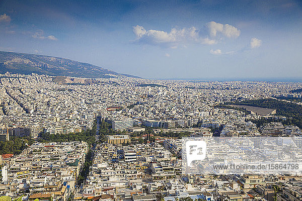Blick auf Athen vom Lykavittos-Hügel  Athen  Griechenland  Europa