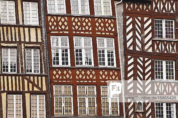 Timber framed houses in the city of Rennes. Ille-et-Vilaine  Brittany  France  Europe