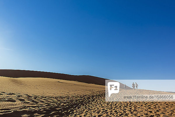 Tourists at sand dunes near Deadvlei Namib Desert; Namibia
