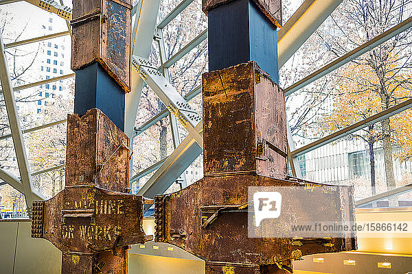Original beams from the World Trade Center National September 11 Memorial and Museum; New York City New York United States of America