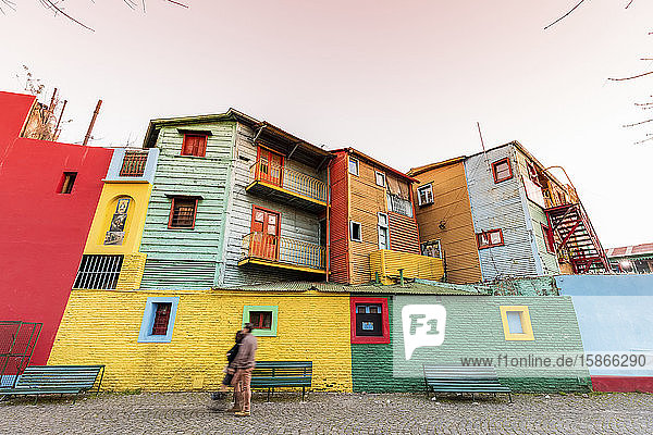Caminito colourful residential buildings; Buenos Aires Argentina