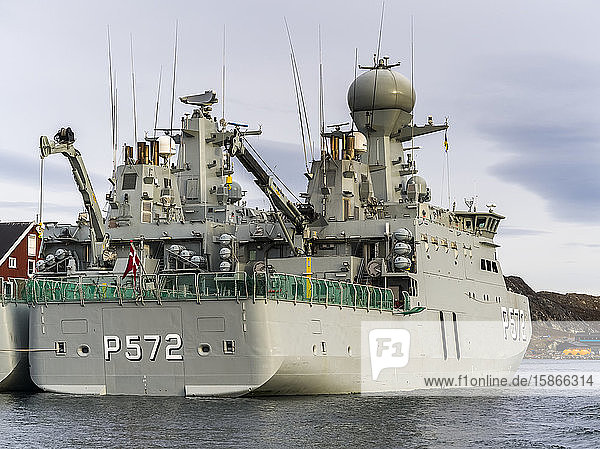 Two Navy ships docked in a harbour; Nuuk Sermersooq Greenland